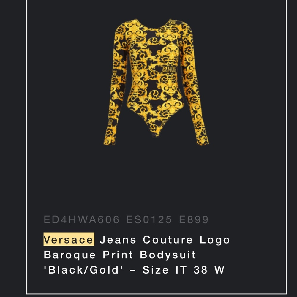 Versace Jeans Couture Black and Gold Patterned Fabric